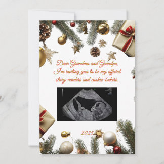 Merry Christmas Grandparents Pregnancy Invitations Kaart