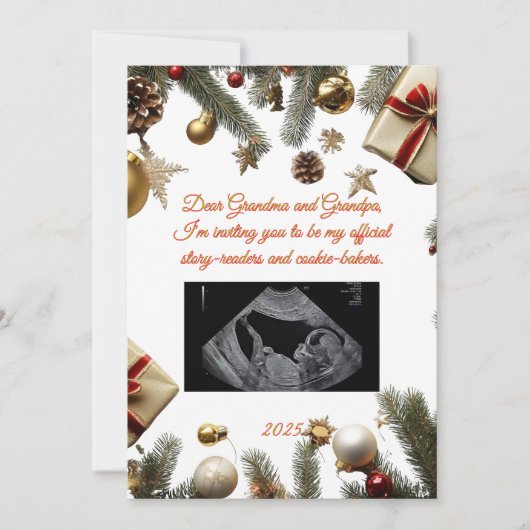 Merry Christmas Grandparents Pregnancy Invitations Kaart (Voorkant)
