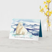 Merry Christmas Grandson Polar Bear Iceberg Kaart (Gele Bloem)