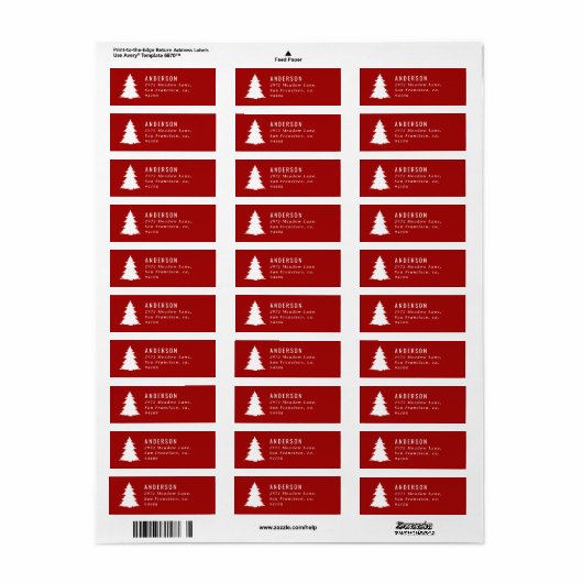 Merry Christmas graphic tree retro rood Label (Full Sheet)