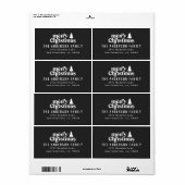 Merry Christmas graphic tree retro zwart Etiket (Full Sheet)