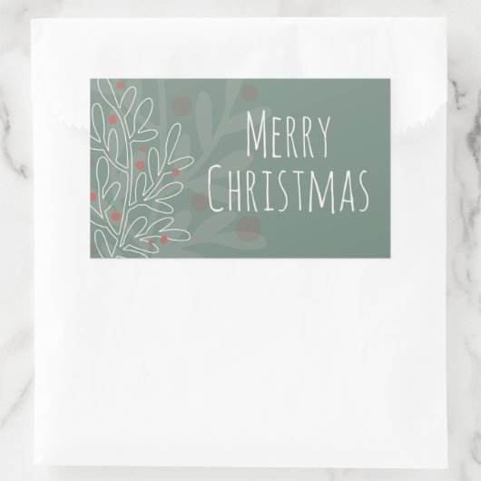 Merry Christmas green abstract mistletoe Rechthoekige Sticker (Tas)