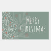 Merry Christmas green abstract mistletoe Rechthoekige Sticker (Voorkant)