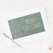 Merry Christmas green abstract mistletoe Rechthoekige Sticker (Envelop)
