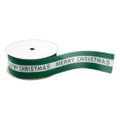 Merry Christmas Green And White Striped Festive Grosgrain Lint (Spoel)