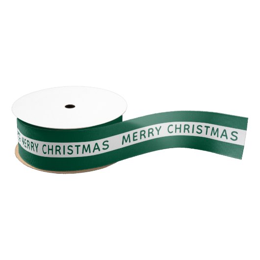 Merry Christmas Green And White Striped Festive Grosgrain Lint (Spoel)