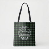 Merry Christmas Green & Black Buffalo Plaid Custom Tote Bag (Voorkant)