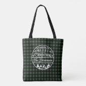Merry Christmas Green & Black Buffalo Plaid Custom Tote Bag (Achterkant)