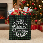 Merry Christmas Green & Black Buffalo Plaid Custom Tote Bag