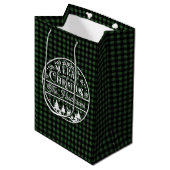Merry Christmas Green & Black Plaid Aangepaste naa Medium Cadeauzakje (Voorkant Gekanteld)