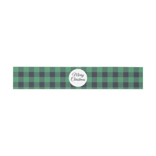 Merry Christmas Green Buffalo Black Plaid Pattern Uitnodigingen Wikkel (Vlak)