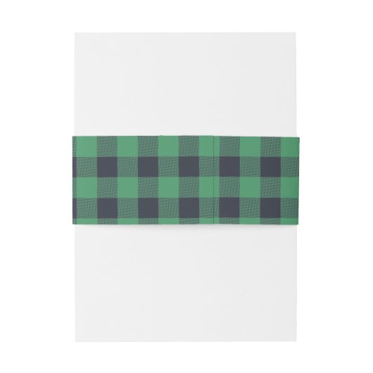 Merry Christmas Green Buffalo Black Plaid Pattern Uitnodigingen Wikkel (Achterkant Voorbeeld)