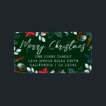 Merry Christmas Green Feestelijke Retour Adres Lab Etiket<br><div class="desc">Meer kerstlabels in de Little Bayleigh Store!</div>