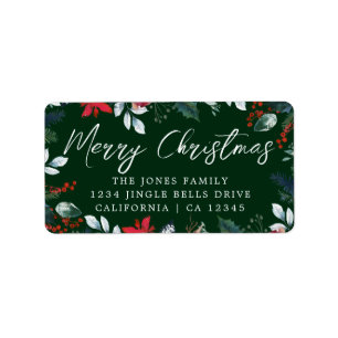 Merry Christmas Green Feestelijke Retour Adres Lab Etiket