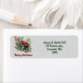 Merry Christmas Green Floral Retour Adres Label (Insitu)
