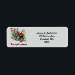 Merry Christmas Green Floral Retour Adres Label<br><div class="desc">Mooie bloemenkerst design met kersttekst en naam en adres van afzender.</div>