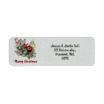 Merry Christmas Green Floral Retour Adres Label<br><div class="desc">Mooie bloemenkerst design met kersttekst en naam en adres van afzender.</div>