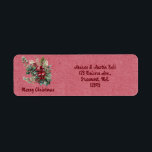 Merry Christmas Green Floral Retour Adres Label<br><div class="desc">Mooie bloemenkerst design met kersttekst en naam en adres van afzender.</div>