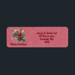 Merry Christmas Green Floral Retour Adres Label<br><div class="desc">Mooie bloemenkerst design met kersttekst en naam en adres van afzender.</div>