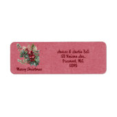 Merry Christmas Green Floral Retour Adres Label (Voorkant)