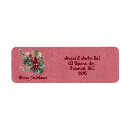 Merry Christmas Green Floral Retour Adres Label