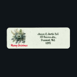 Merry Christmas Green Gloral Retour Adreslabel Etiket<br><div class="desc">Mooie bloemenkerst design met kersttekst en naam en adres van afzender.</div>