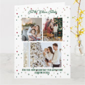 Merry Christmas Green Holiday Kaart 3 Fotocollage (Gele Bloem)