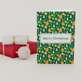 Merry Christmas Green Holiday Theme Design Kaart