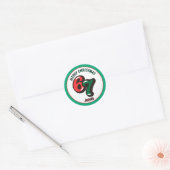 Merry Christmas Green Numbers 6 & 7 Custom Name Ronde Sticker (Envelop)