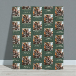 Merry Christmas Green Photo Holiday Fleece Deken