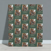 Merry Christmas Green Photo Holiday Fleece Deken