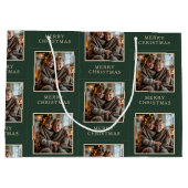 Merry Christmas Green Photo Holiday Groot Cadeauzakje (Achterkant)