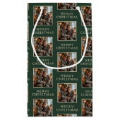 Merry Christmas Green Photo Holiday Klein Cadeauzakje (Achterkant)