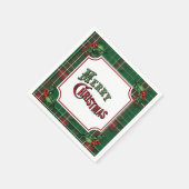 Merry Christmas Green Plaid with Holly Servet (Hoek)