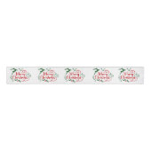 Merry Christmas Green Red On White Grosgrain Lint (Voorkant)