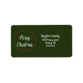 Merry Christmas Green Round Retour Adres Label (Voorkant)