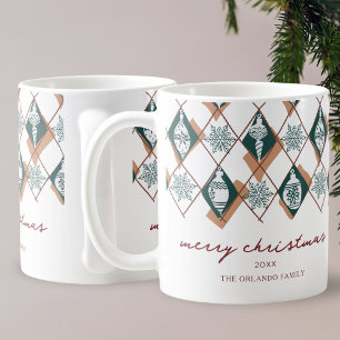 Merry Christmas Green Script Naam Ornamenten Snow Koffiemok