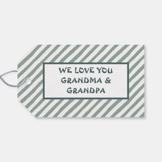 Merry Christmas Green Stripe Gift Label Cadeaulabel (Achterkant Horizontaal)