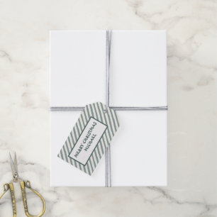 Merry Christmas Green Stripe Gift Label Cadeaulabel