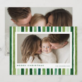 Merry Christmas Green watercolor stripes Feestdagenkaart (Voorkant / Achterkant)
