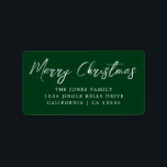 Merry Christmas Green White Retour Adreslabel Etiket<br><div class="desc">Meer kerstlabels in de Little Bayleigh Store!</div>