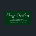 Merry Christmas Green White Retour Adreslabel Etiket<br><div class="desc">Meer kerstlabels in de Little Bayleigh Store!</div>