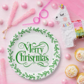 MERRY CHRISTMAS GREEN WREATH PAPIEREN BORDJE (Feest)