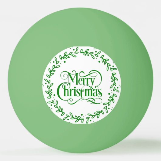 MERRY CHRISTMAS GREEN WREATH PINGPONGBAL (Achterkant)