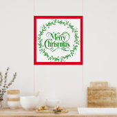 MERRY CHRISTMAS GREEN WREATH POSTER (Keuken)