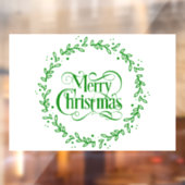 MERRY CHRISTMAS GREEN WREATH RAAMSTICKER (Vel 2)