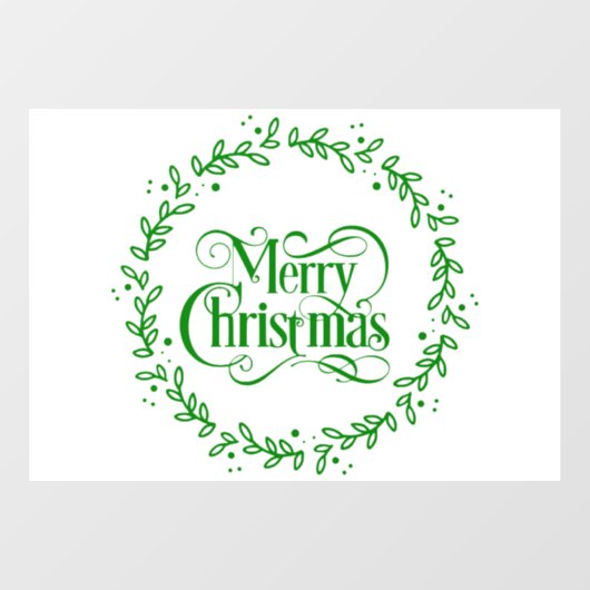 MERRY CHRISTMAS GREEN WREATH RAAMSTICKER (Vel)