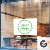 MERRY CHRISTMAS GREEN WREATH RAAMSTICKER (Cafe Raam)