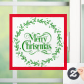 MERRY CHRISTMAS GREEN WREATH WINDOW CLING RAAMSTICKER (Huis)