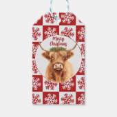 Merry Christmas Greenery Highland Miniature Cow Cadeaulabel (Voorkant)